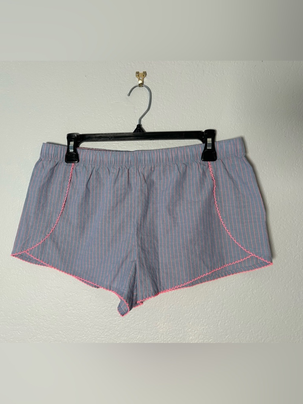 Victoria's Secret Blue Shorts with Neon Pink Pinstripes and accent trim